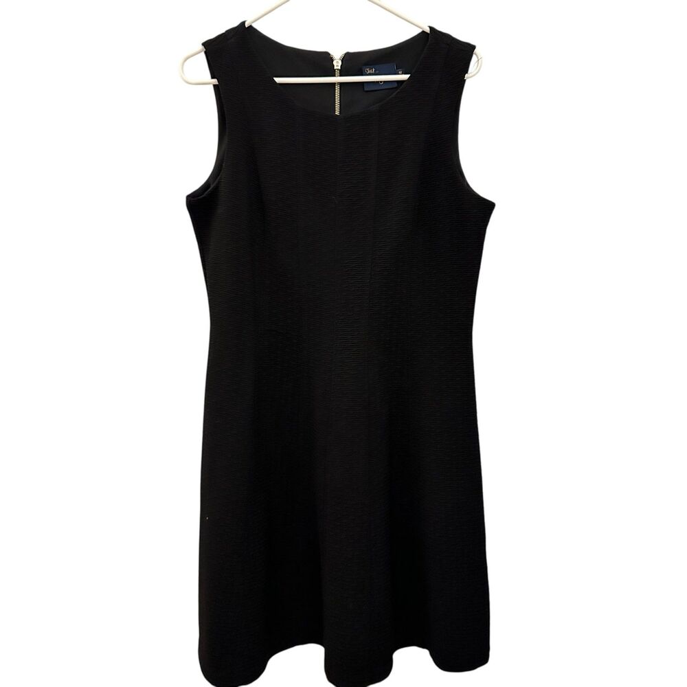 Just...Taylor Black Textured Polyester Sleeveless Knee‎ Length Dress Gold Zip 12